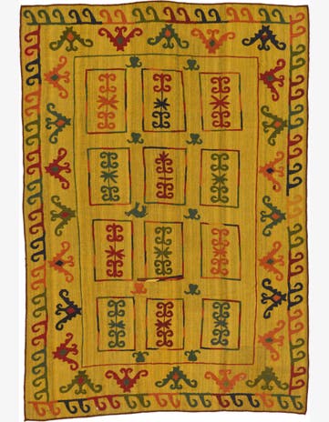 6' 10 x 9' 9 Hand Woven Kilim Suzani Wool Rug