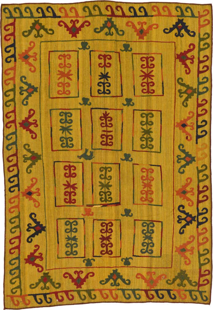 6' 10 x 9' 9 Hand Woven Kilim Suzani Wool Rug