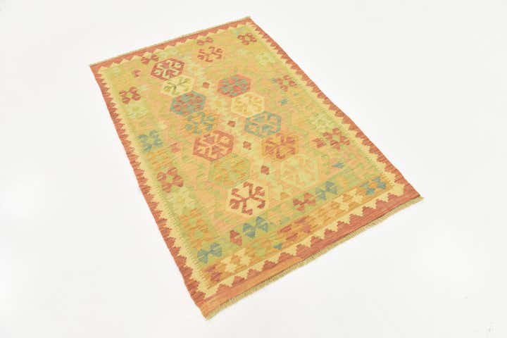 3' x 4' 9 Hand Woven Kilim Waziri Wool Rug