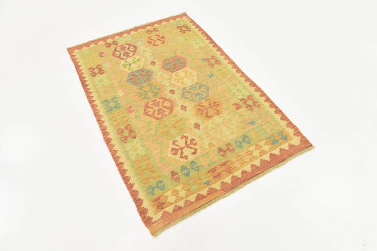 Detail image of 3' x 4' 9 Hand Woven Kilim Waziri Wool Rug