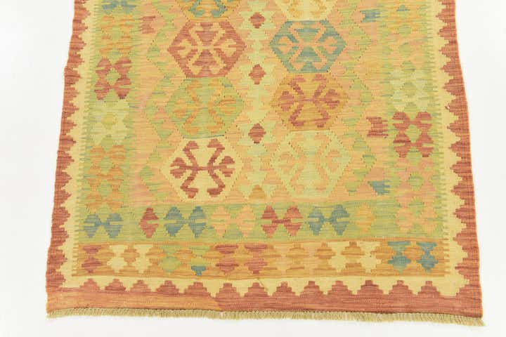 3' x 4' 9 Hand Woven Kilim Waziri Wool Rug