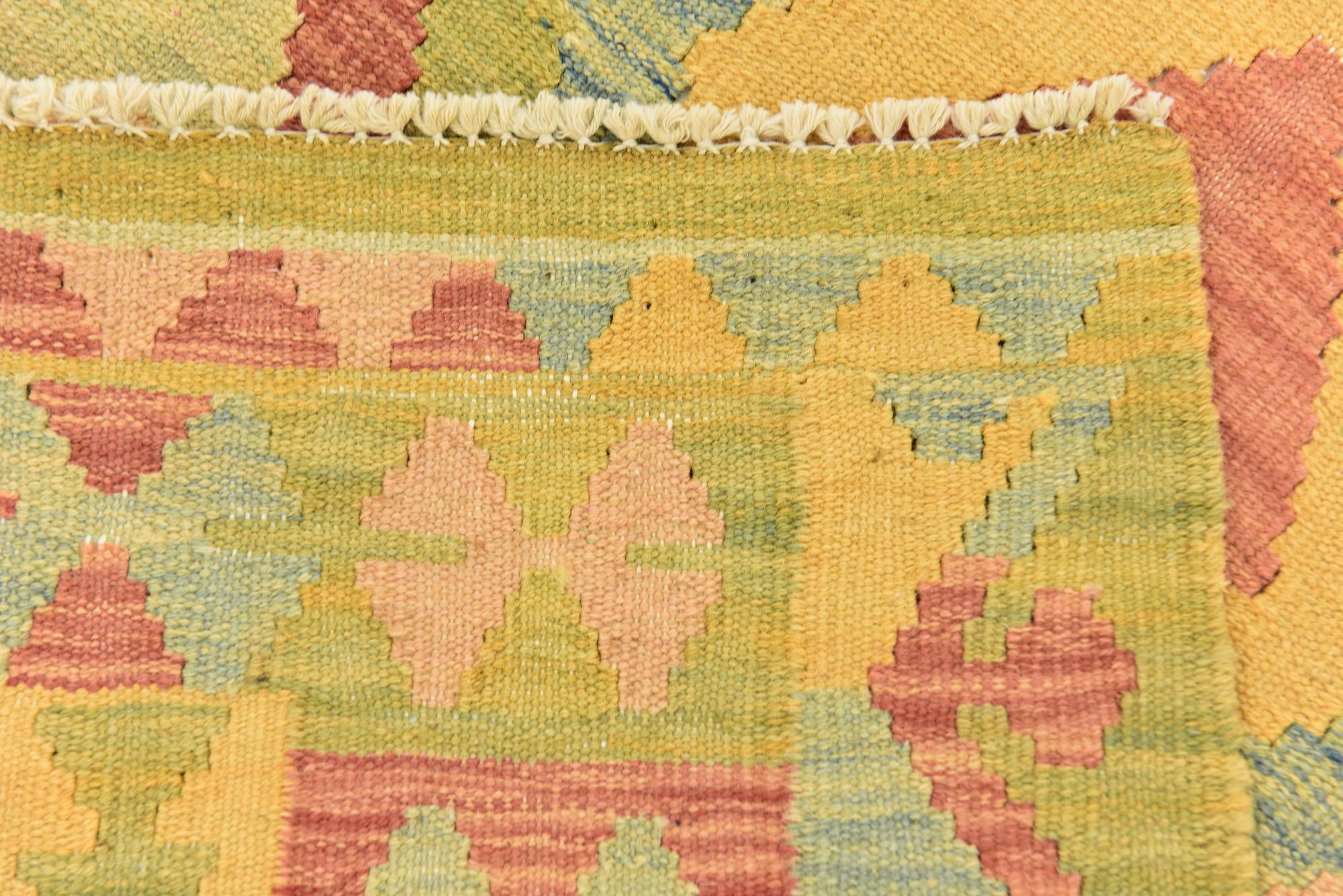 4' 6 x 6' 5 Hand Woven Kilim Waziri Wool Rug