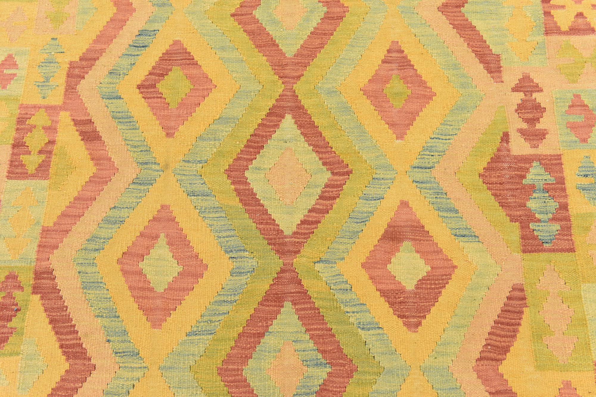 4' 6 x 6' 5 Hand Woven Kilim Waziri Wool Rug