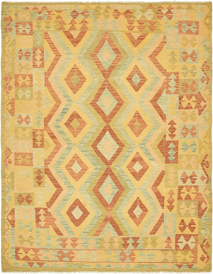 Detail image of 4' 6 x 6' 5 Hand Woven Kilim Waziri Wool Rug