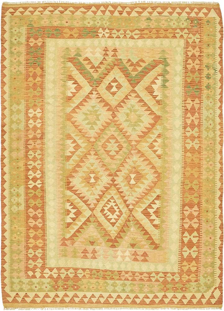 4' 7 x 6' 7 Hand Woven Kilim Waziri Wool Rug