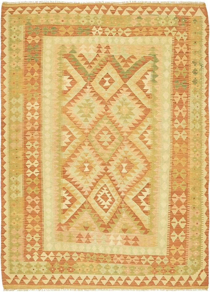 Detail image of 4' 7 x 6' 7 Hand Woven Kilim Waziri Wool Rug
