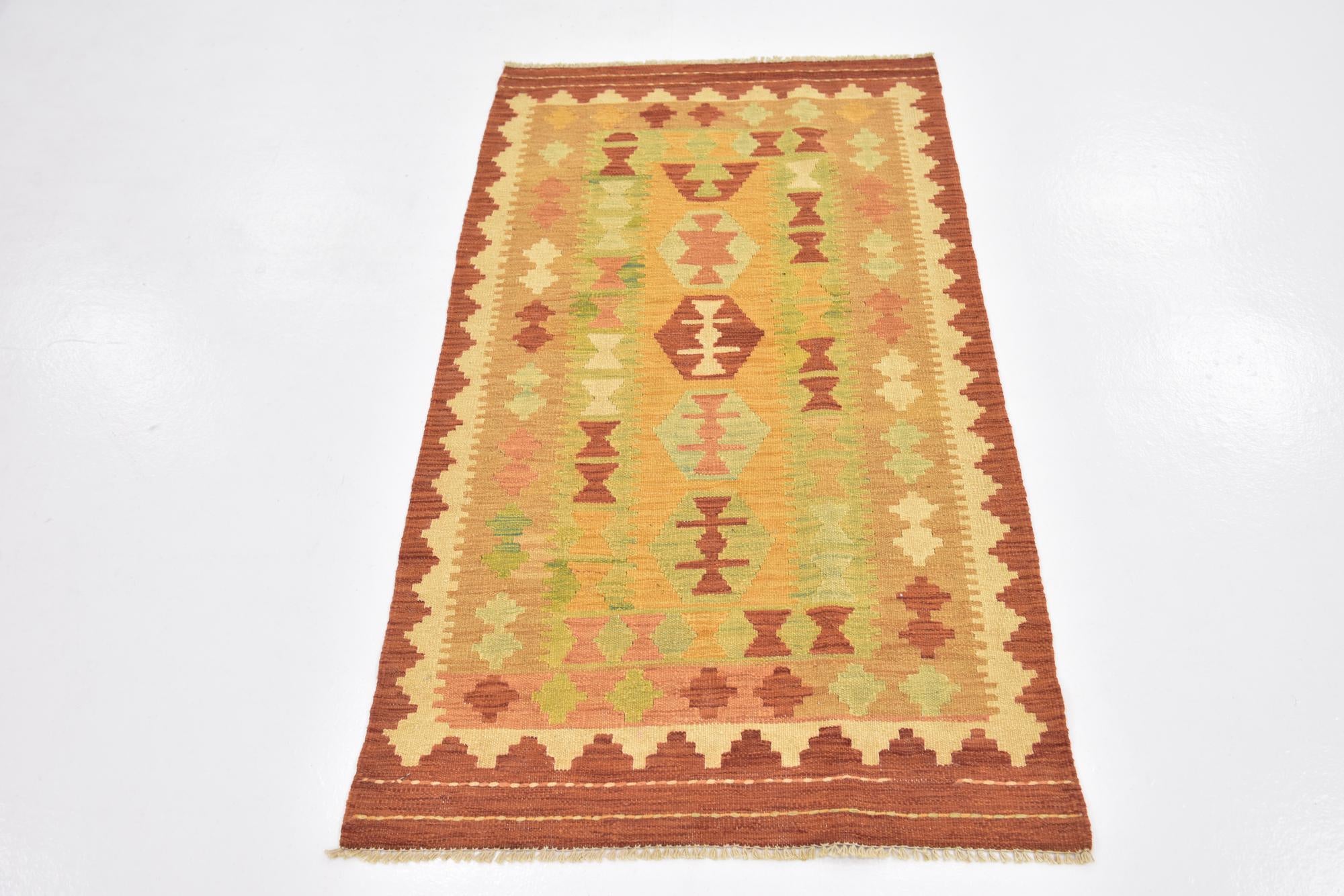 2' 6 x 4' 5 Hand Woven Kilim Waziri Wool Rug