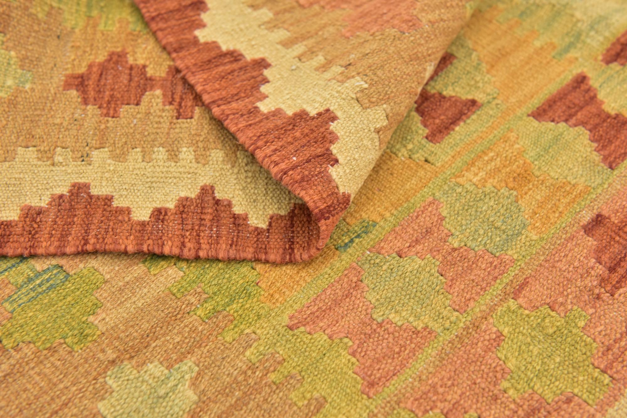 2' 6 x 4' 5 Hand Woven Kilim Waziri Wool Rug