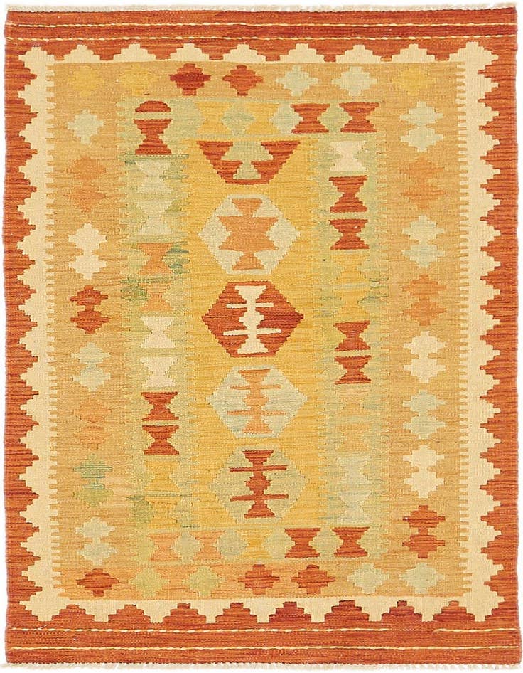 Detail image of 2' 6 x 4' 5 Hand Woven Kilim Waziri Wool Rug