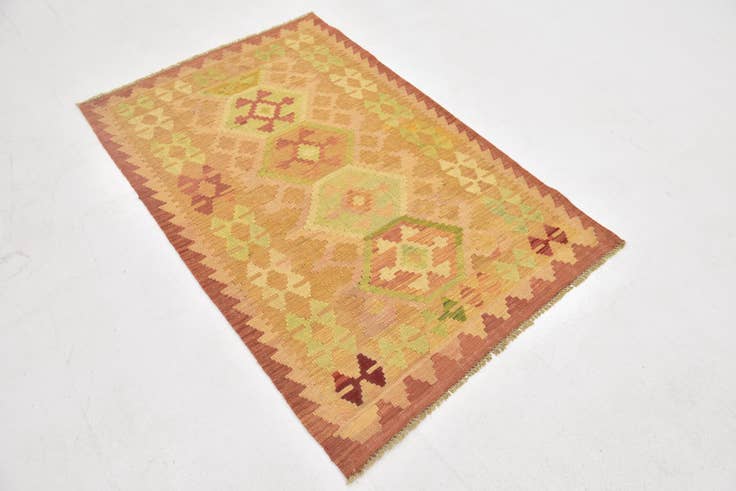 Detail image of 3' 2 x 5' Hand Woven Kilim Waziri Wool Rug