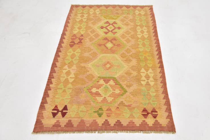 Detail image of 3' 2 x 5' Hand Woven Kilim Waziri Wool Rug