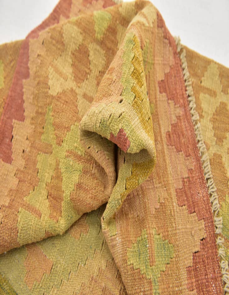 Detail image of 3' 2 x 5'  Hand Woven Kilim Waziri Wool Rug