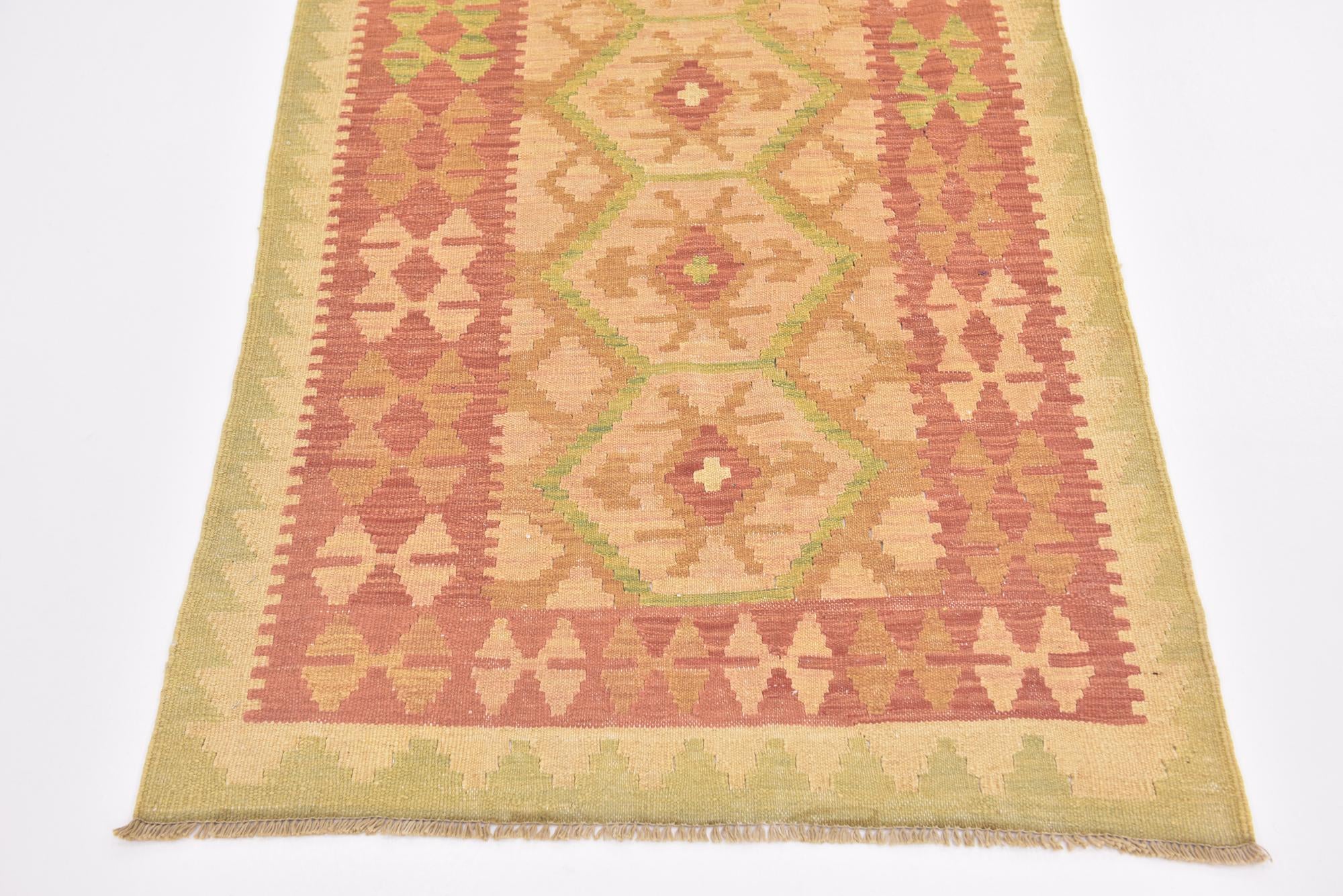 3' x 4' 9 Hand Woven Kilim Waziri Wool Rug
