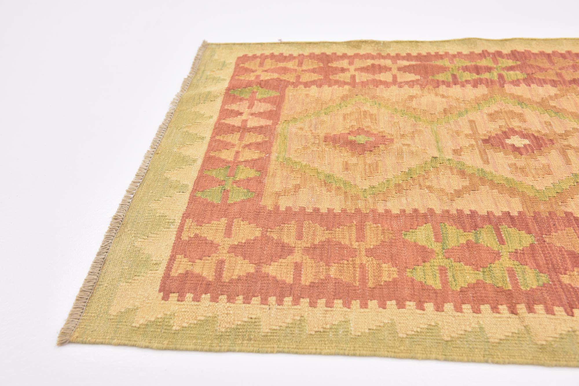3' x 4' 9 Hand Woven Kilim Waziri Wool Rug