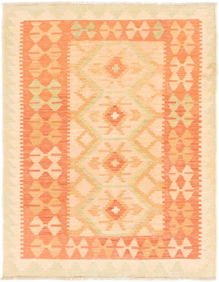 Detail image of 3' x 4' 9 Hand Woven Kilim Waziri Wool Rug