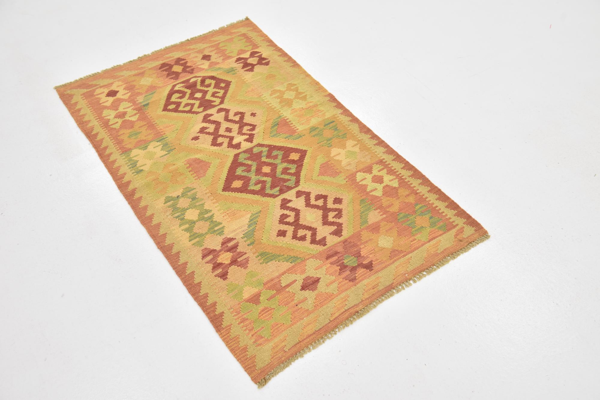 2' 7 x 4' 5 Hand Woven Kilim Waziri Wool Rug