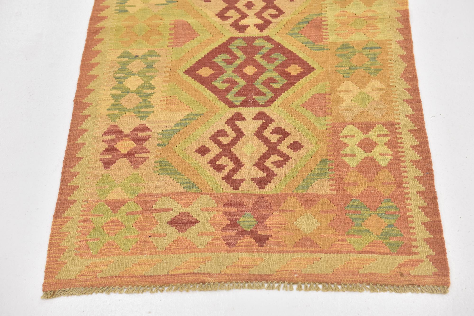 2' 7 x 4' 5 Hand Woven Kilim Waziri Wool Rug
