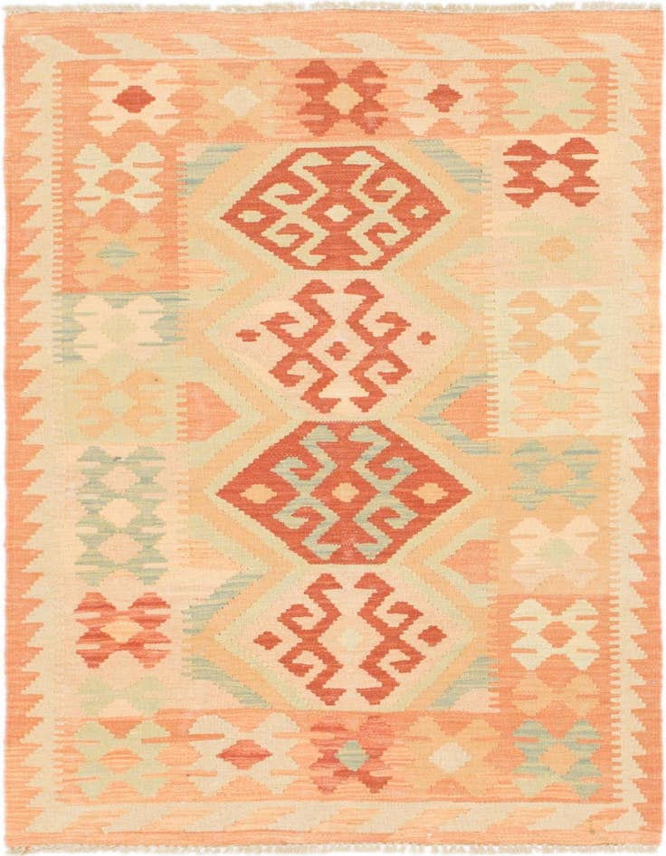 Detail image of 2' 7 x 4' 5 Hand Woven Kilim Waziri Wool Rug