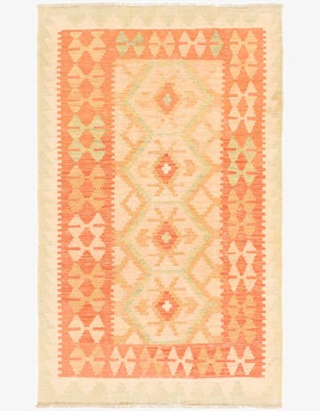 3' x 4' 9 Hand Woven Kilim Waziri Wool Rug