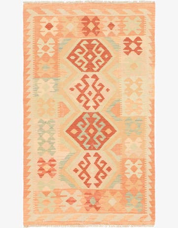2' 7 x 4' 5 Hand Woven Kilim Waziri Wool Rug