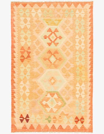 3' 2 x 5' Hand Woven Kilim Waziri Wool Rug