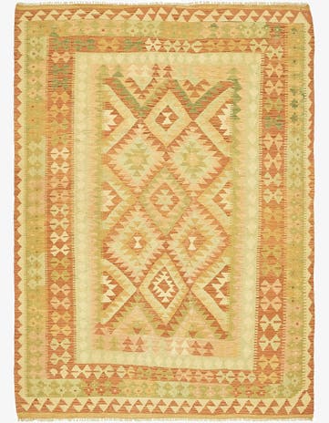 4' 7 x 6' 7 Hand Woven Kilim Waziri Wool Rug