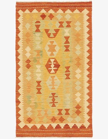 2' 6 x 4' 5 Hand Woven Kilim Waziri Wool Rug