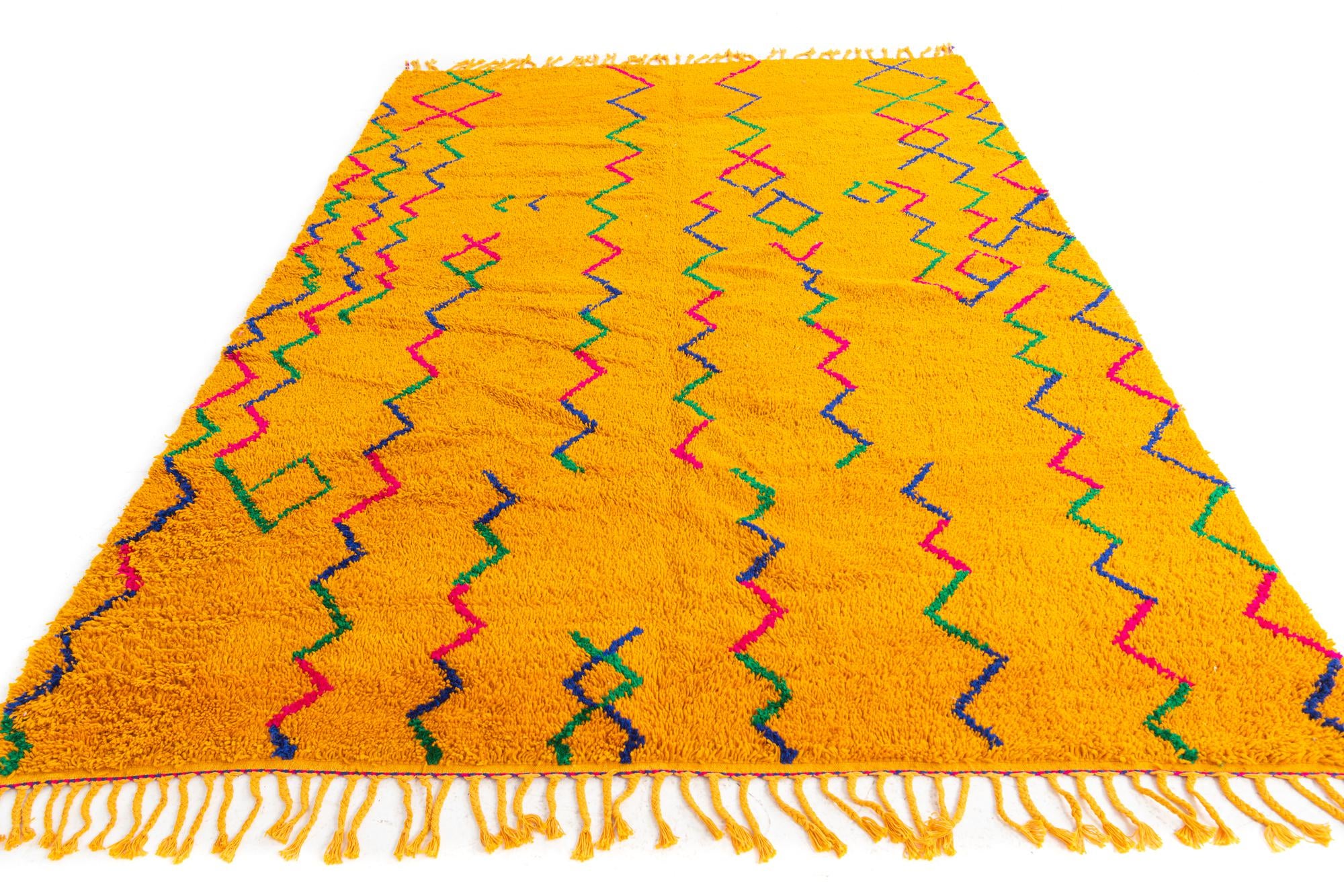 6' 10 x 9' 7 Hand Knotted Moroccan Wool Rug