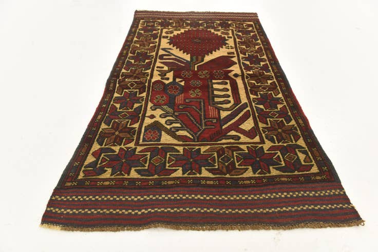 Detail image of 2' 9 x 4' 11 Hand Knotted Sumak Wool Rug