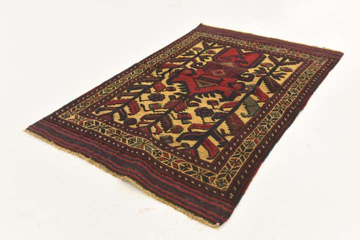 3' x 4' 4 Hand Knotted Sumak Wool Rug