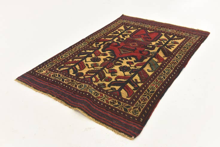 Detail image of 3' x 4' 4 Hand Knotted Sumak Wool Rug