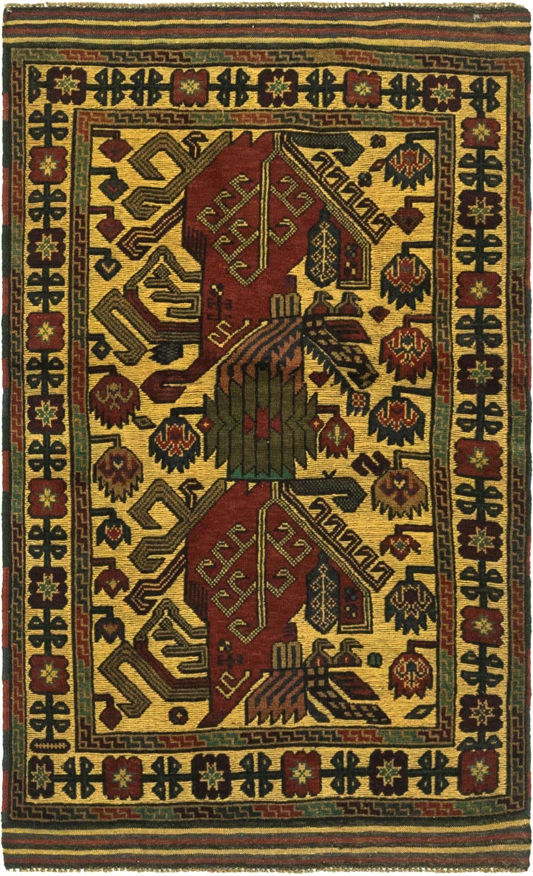 3' 3 x 5' 3 Hand Knotted Sumak Wool Rug