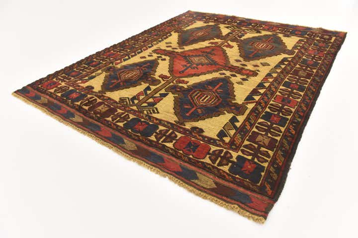 4' 6 x 5' 9 Hand Knotted Sumak Wool Rug