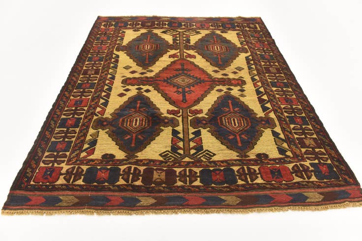 Detail image of 4' 6 x 5' 9 Hand Knotted Sumak Wool Rug