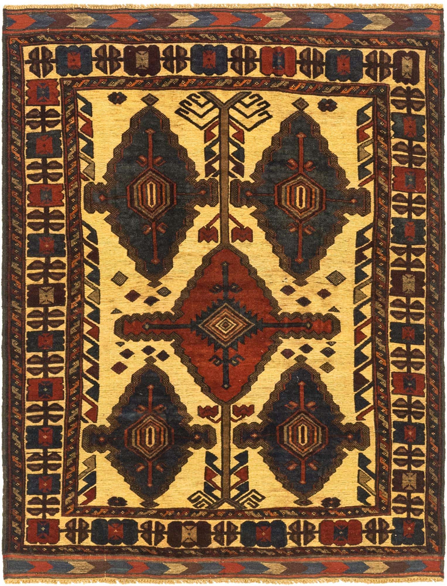 4' 6 x 5' 9 Hand Knotted Sumak Wool Rug