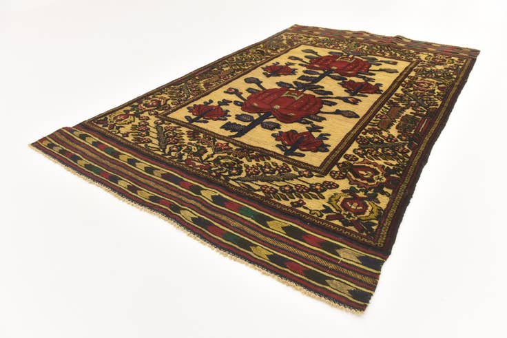 Detail image of 4' 2 x 6' 8 Hand Knotted Sumak Wool Rug