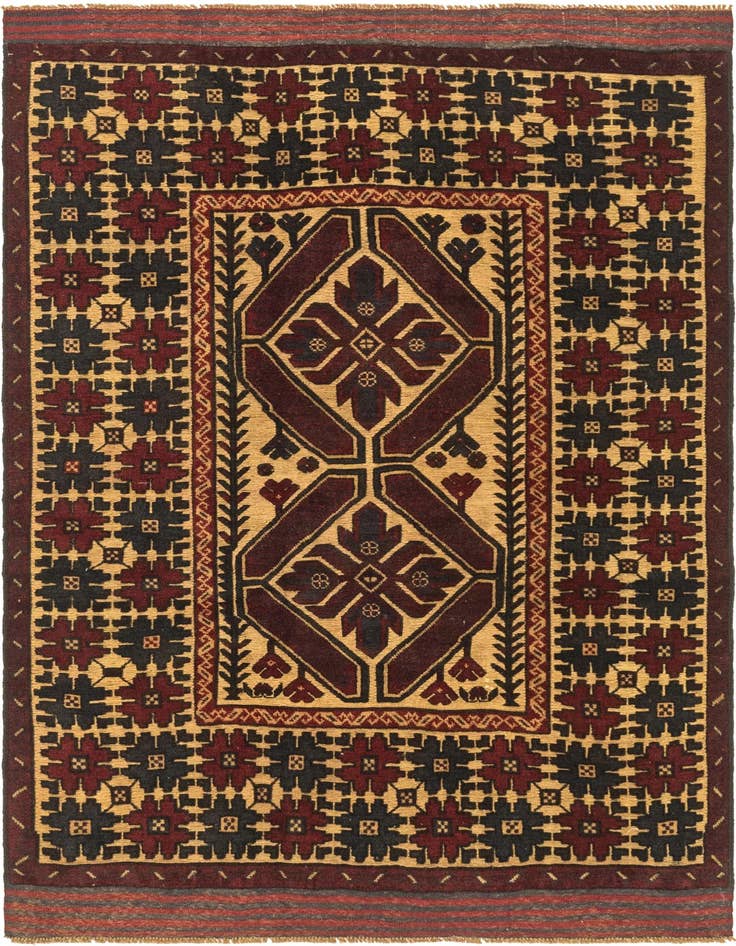 Detail image of 4' 5 x 6' 4 Hand Knotted Sumak Wool Rug