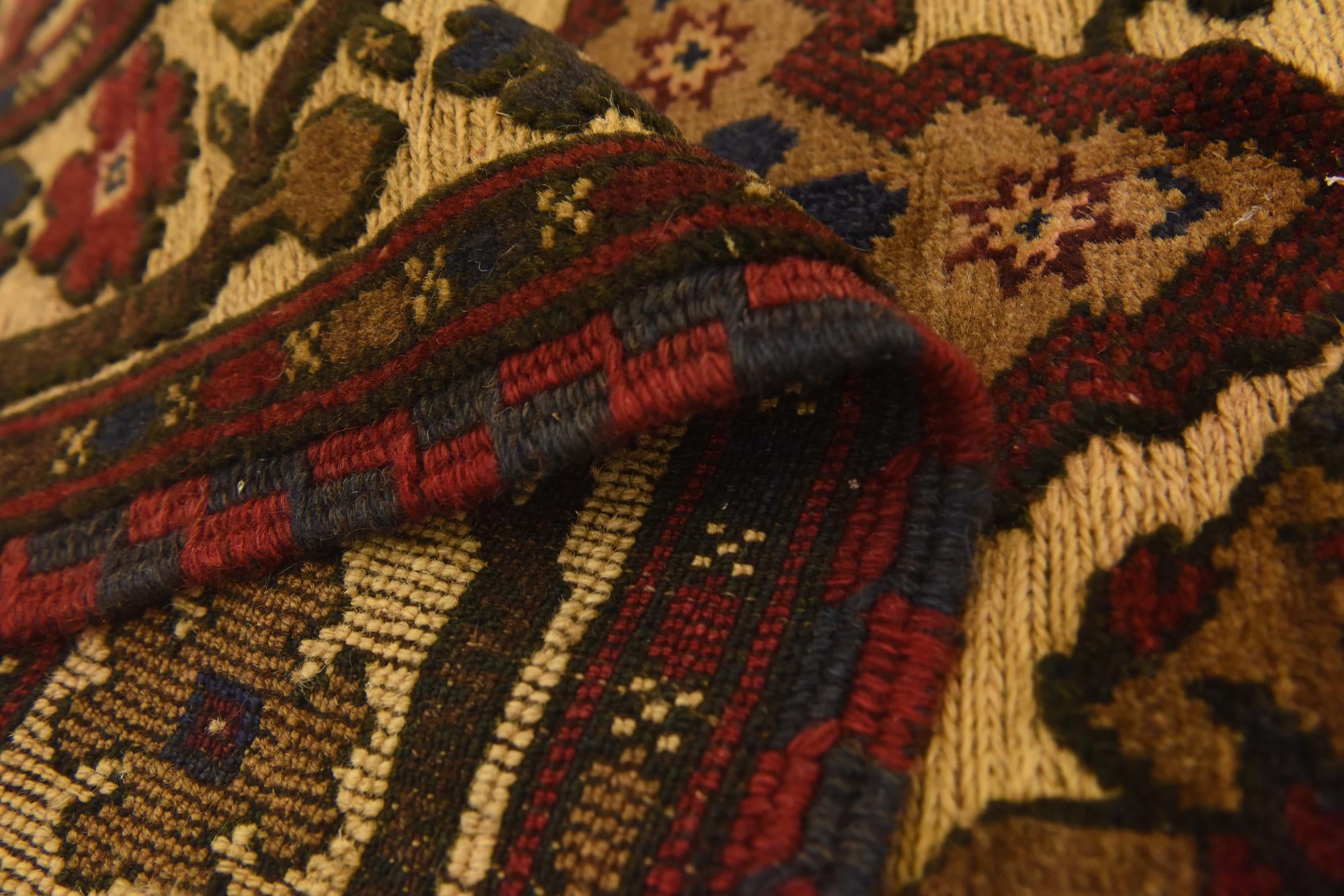 4' 3 x 6' 1 Hand Knotted Sumak Wool Rug