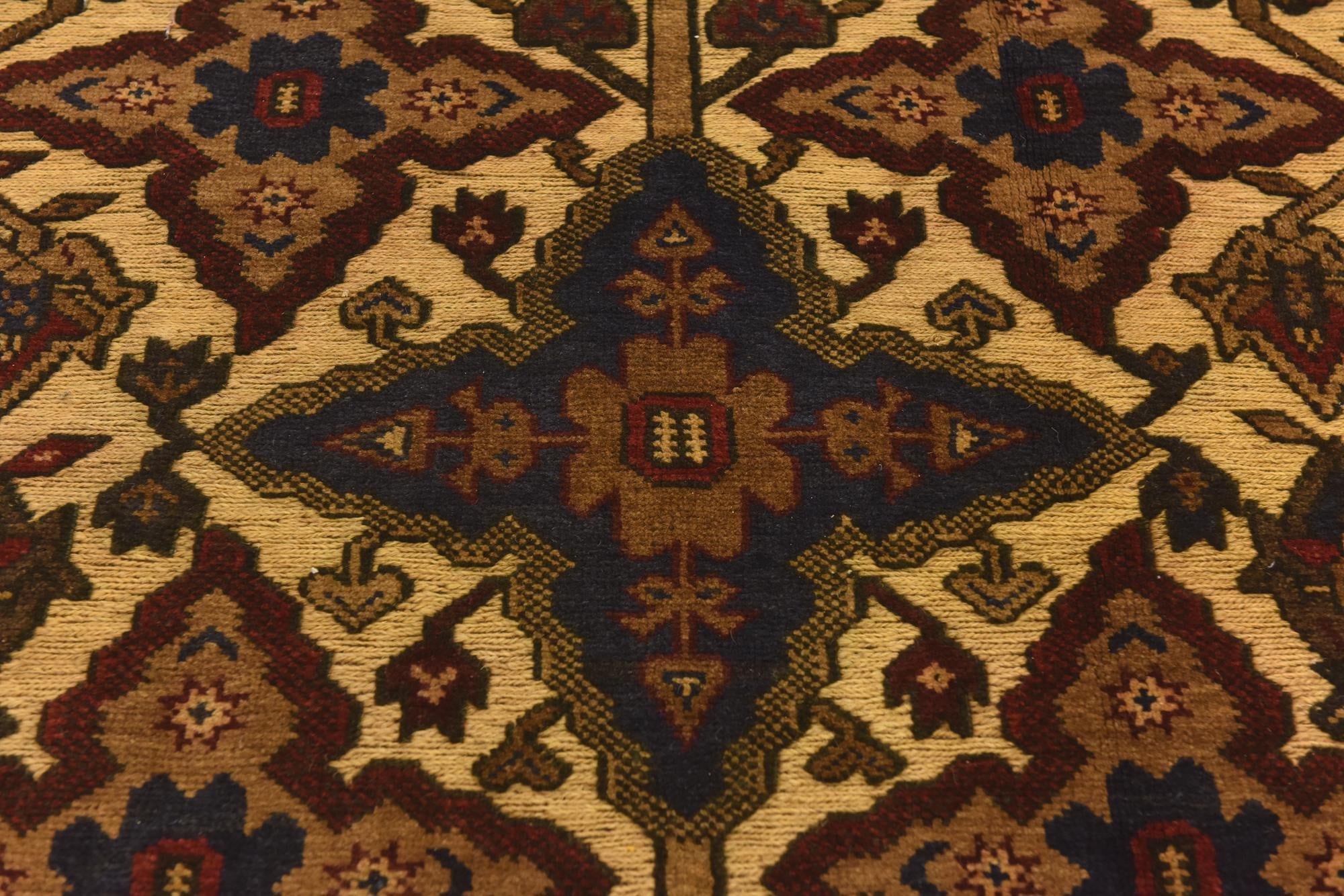 4' 3 x 6' 1 Hand Knotted Sumak Wool Rug