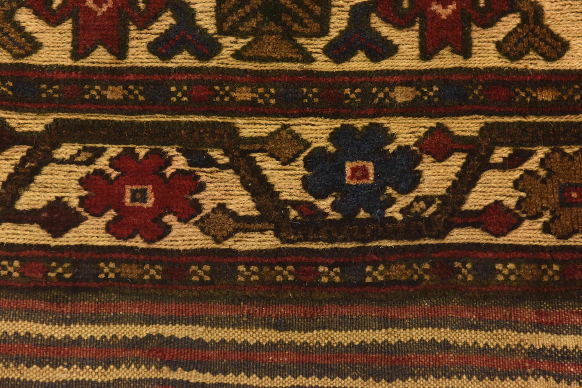 4' 3 x 6' 1 Hand Knotted Sumak Wool Rug