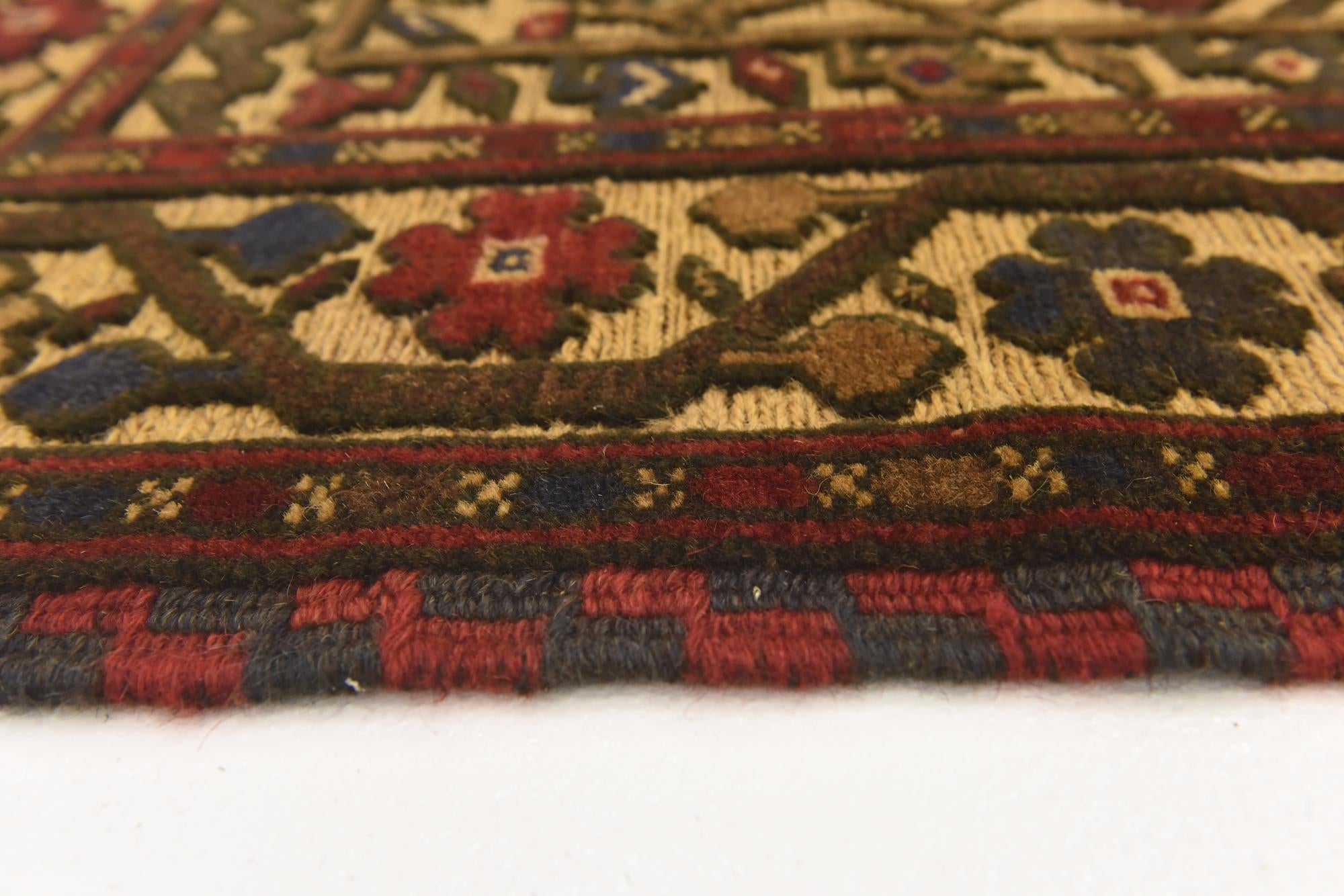 4' 3 x 6' 1 Hand Knotted Sumak Wool Rug