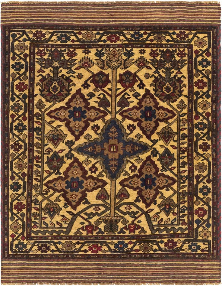 Detail image of 4' 3 x 6' 1 Hand Knotted Sumak Wool Rug