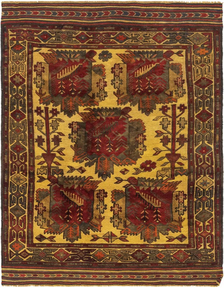 Detail image of 4' 5 x 6' 6 Hand Knotted Sumak Wool Rug