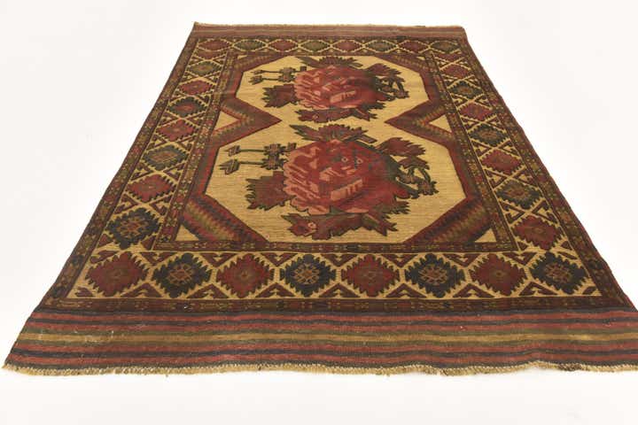 4' 3 x 6' 2 Hand Knotted Sumak Wool Rug