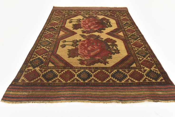 Detail image of 4' 3 x 6' 2 Hand Knotted Sumak Wool Rug