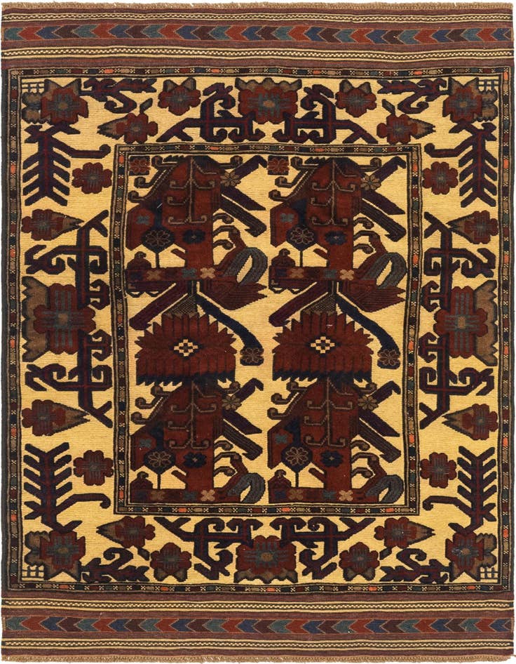 Detail image of 4' x 6' 1 Hand Knotted Sumak Wool Rug