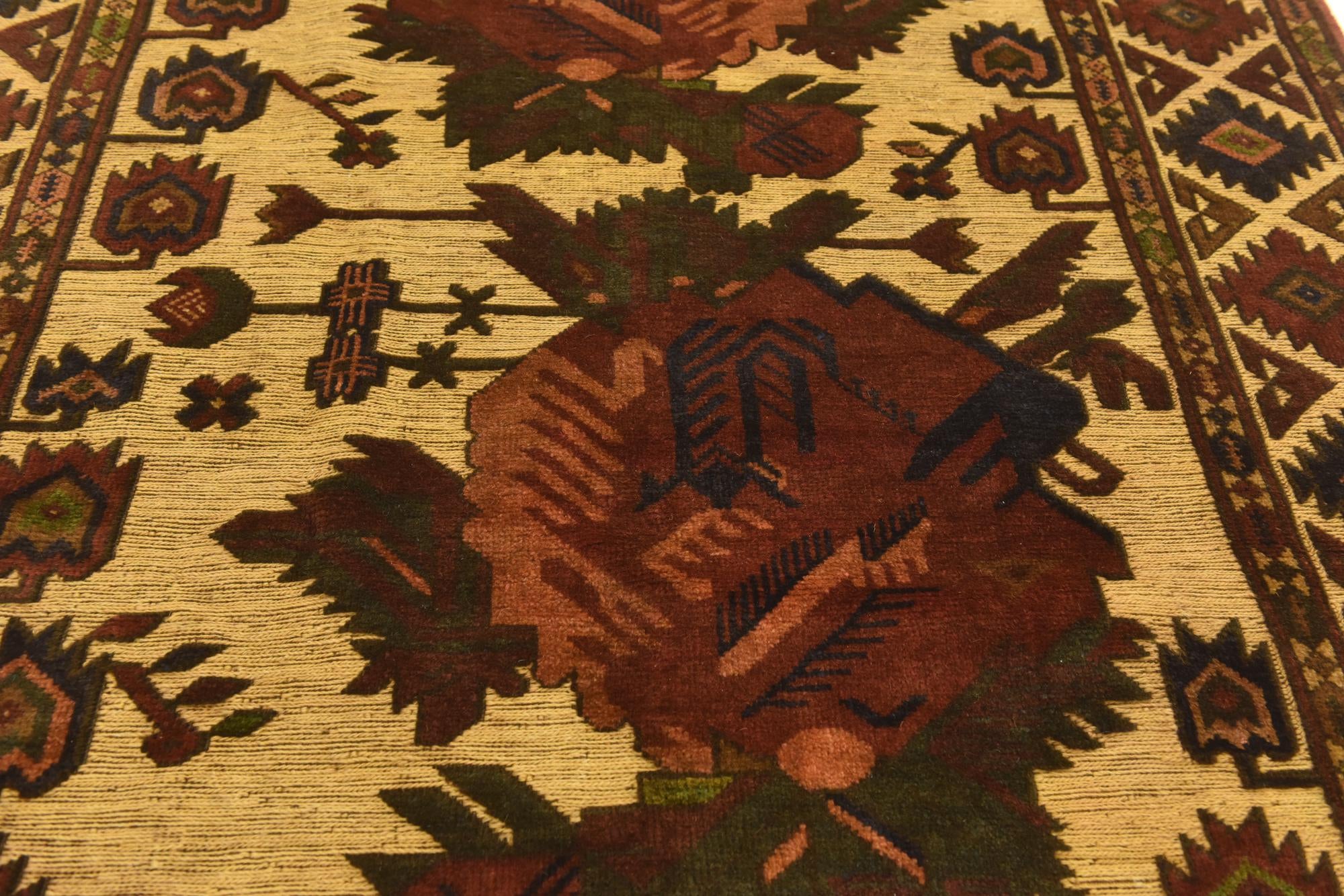 4' 2 x 6' 6 Hand Knotted Sumak Wool Rug