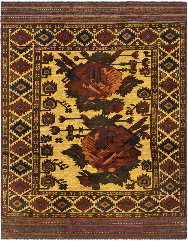 Detail image of 4' 2 x 6' 6 Hand Knotted Sumak Wool Rug