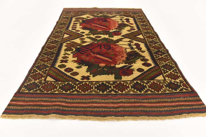 4' 1 x 6' 4 Hand Knotted Sumak Wool Rug
