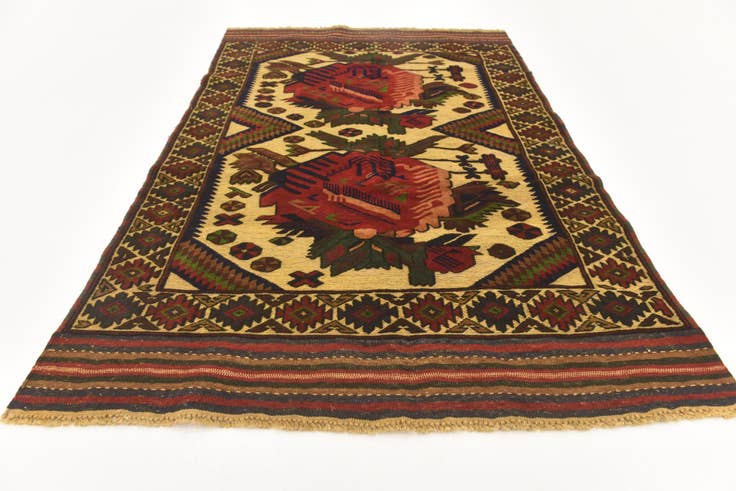 Detail image of 4' 1 x 6' 4 Hand Knotted Sumak Wool Rug